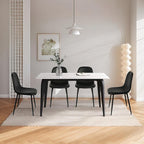 CangLong Black Dining Chairs, Modern Faux Leather Upholstered Kitchen Chairs Armless Accent Chairs with PU Leather Backrest & Metal Legs for Dining, Living & Meeting Room, Set of 4