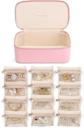 Vlando Jewelry Travel Case with 12 Velvet Jewelry Bags Travel Jewelry Orgainzer for Girls Jewelry Box for Necklace Rings Earrings Bags Christmas Gifts for Women Girls(Pink)