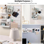 Peg board Set - 17 pcs Pegboard Kit, Includes 4 Pegboards with 13 Different Accessories, Pegboard Wall Organizer, Peg Boards for Wall Craft Room for Kitchen, Garage, Workshop, Tool Accessories | White