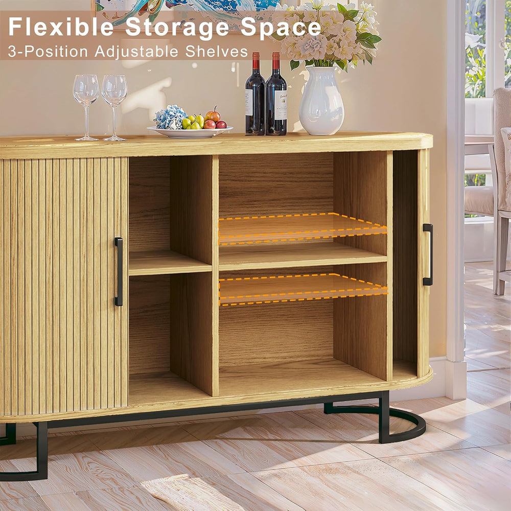 HUAHUU Sideboard Buffet Cabinet with Storage, 47.2" Fluted Storage Cabin...