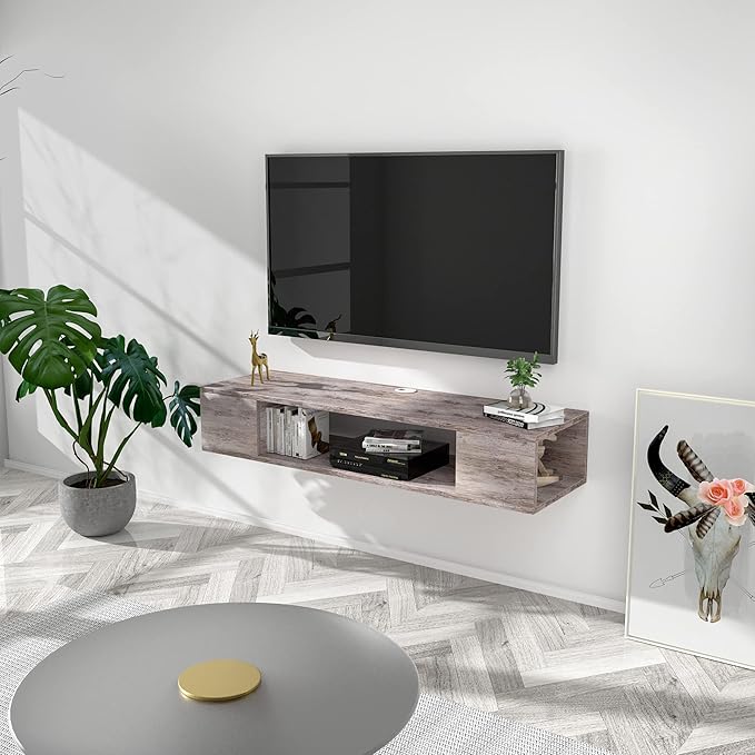 GHC Floating TV Stand, Wall Mounted Entertainment Center and Cabinet Shelf, T...