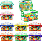 8 Packs Extra Large Toy Storage Bags with Labels, Reusable Clear PVC Board Game Storage, Travel Waterproof Toy Organizer Bags with Name Tag and Manual Pocket for Building Blocks, Puzzle, Kids Books