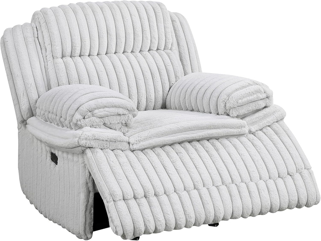 Lexicon Manual Glider Recliner Chair, Corduroy Manual Tab Pull Reclining Chair with Pillow Top Arms, Plush Cushions, Cozy Theater-Style Accent for Living Room/Bedroom, Easy Assembly, Gray