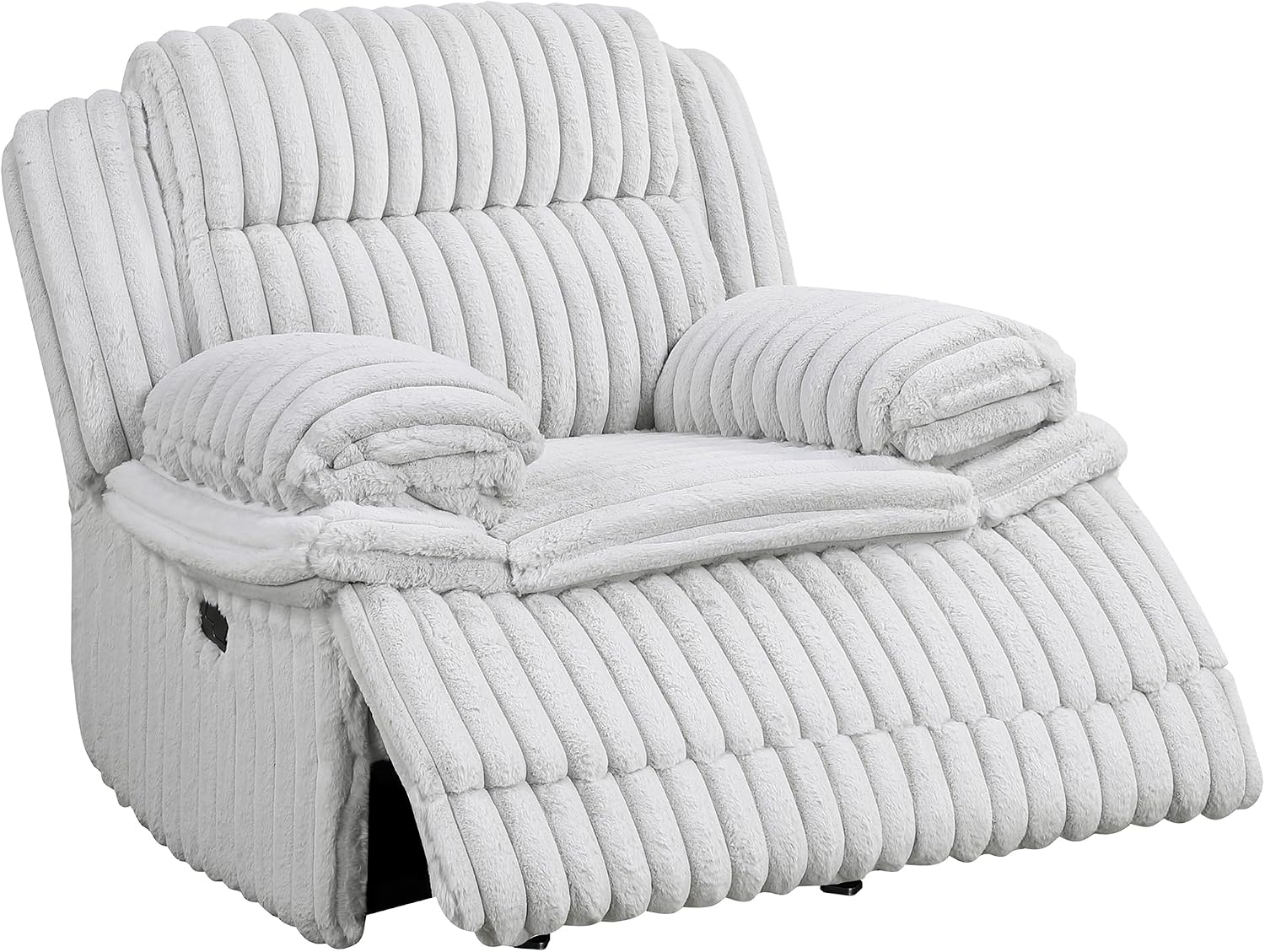Lexicon Manual Glider Recliner Chair, Corduroy Manual Tab Pull Reclining Chair with Pillow Top Arms, Plush Cushions, Cozy Theater-Style Accent for Living Room/Bedroom, Easy Assembly, Gray