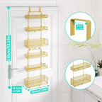 HapiRm Over Door Organizer Storage - Separable Door Organizer Hanging with 6 Metal Large Capacity Baskets for Bathroom Bedroom Kitchen Pantry Closet (Gold)