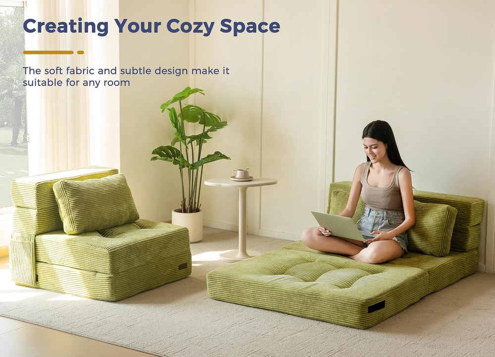 MAXYOYO Convertible Sofa Bed, Fold Out Loveseat Sofa Couch with Pillow, 4 in ...