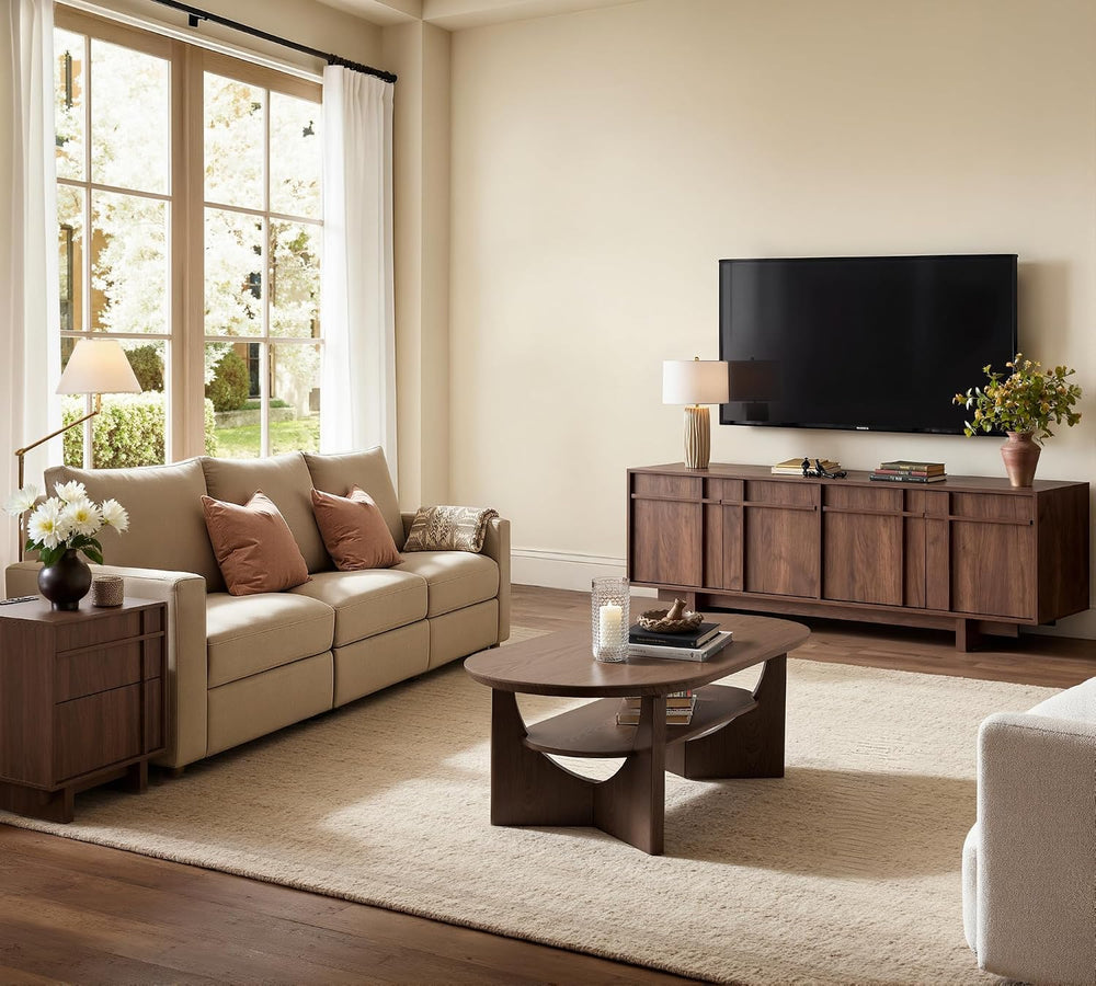 65.6" Mid Century Modern TV Stand for 75 Inch TV, Walnut | Media Console...