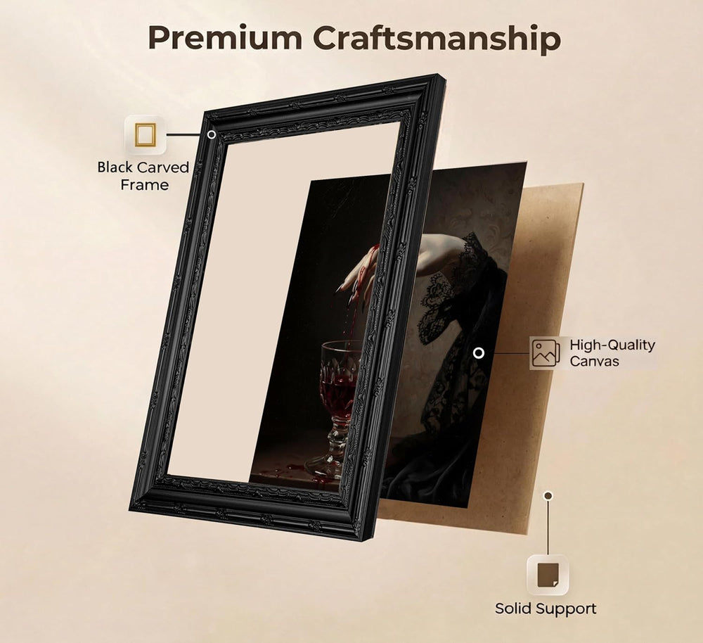 EIDHFBFJ Vintage Gothic Vampire Framed Wall Art Vampire Hands Blood Wine Glas...