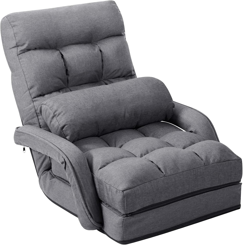 S AFSTAR Indoor Chaise Lounge Sofa, Folding Lazy Sofa Floor Chair with 6-Posi...