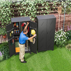 Garage Storage Cabinet 75" H,Tall Storage Shed with Lockable Doors and Stainless Steel Bottom, Black Tools Utility Chests for Office, Garage, Warehouses