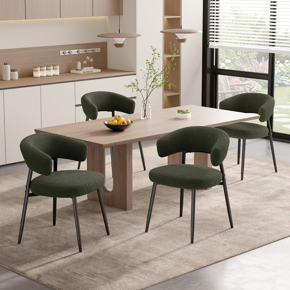 Dining Chairs Set of 4, Mid Century Modern Kitchen Chairs, Boucle Upholstered...