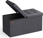 SONGMICS MAZIE Collection - 30 Inches Storage Ottoman Bench with Flipping Lid, Storage Chest Footstool, Load 660 lb, for Entryway, Living Room, Bedroom, Synthetic Leather, Dark Gray ULSF045G01