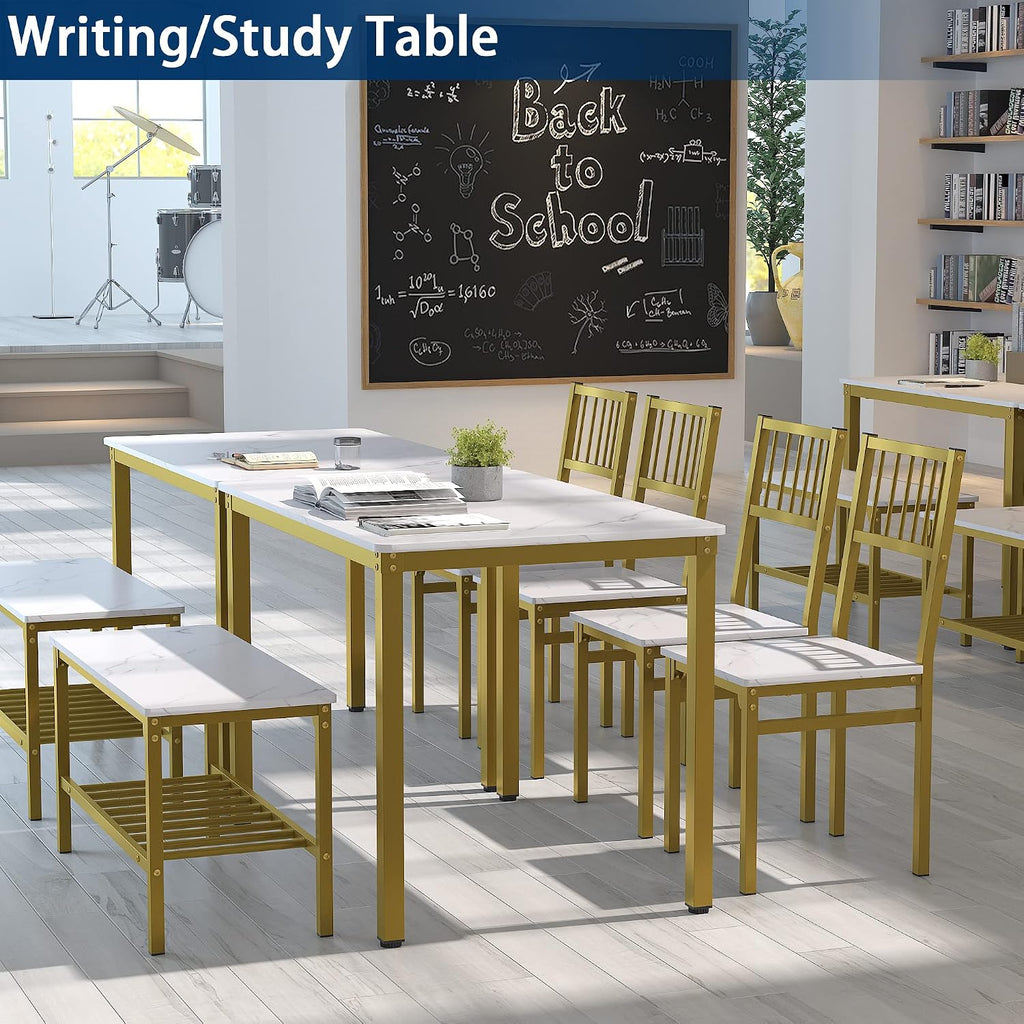 Teraves Dining Table Set for 4, Kitchen Table and 2 Chairs with Bench | 4 Piece Dining Table Set for Small Space, Apartment, Space-saving Dining Room Set with Storage