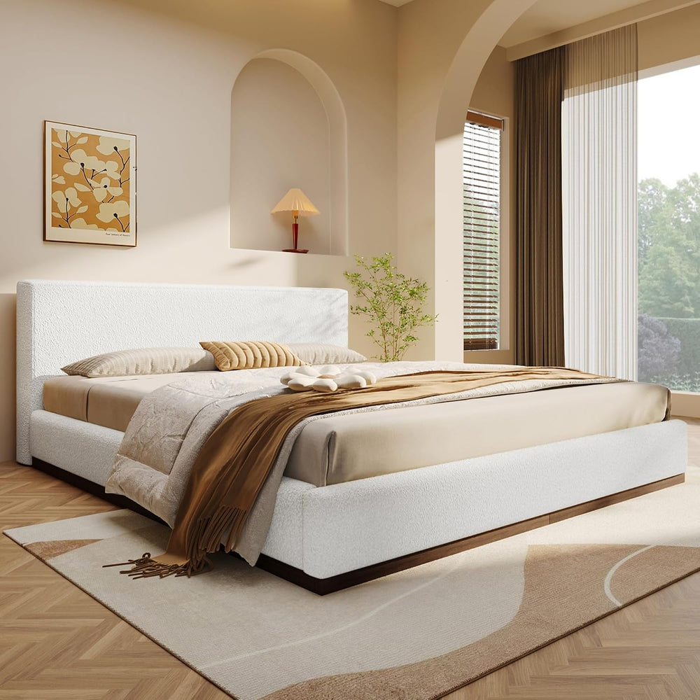 Christopher Knight Home Bettine Modern Boucle Queen Size Bed Frame with Headb...
