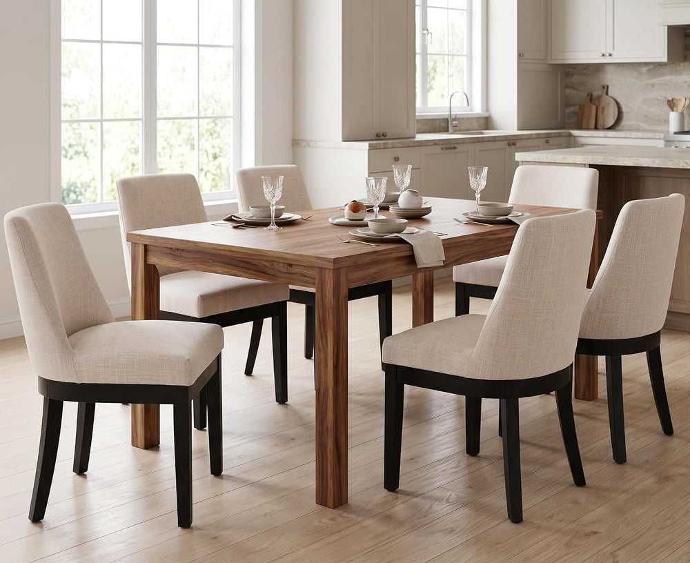 RIVOVA Upholstered Dining Chairs Set of 6, Modern Wooden Dining Room Chair Li...
