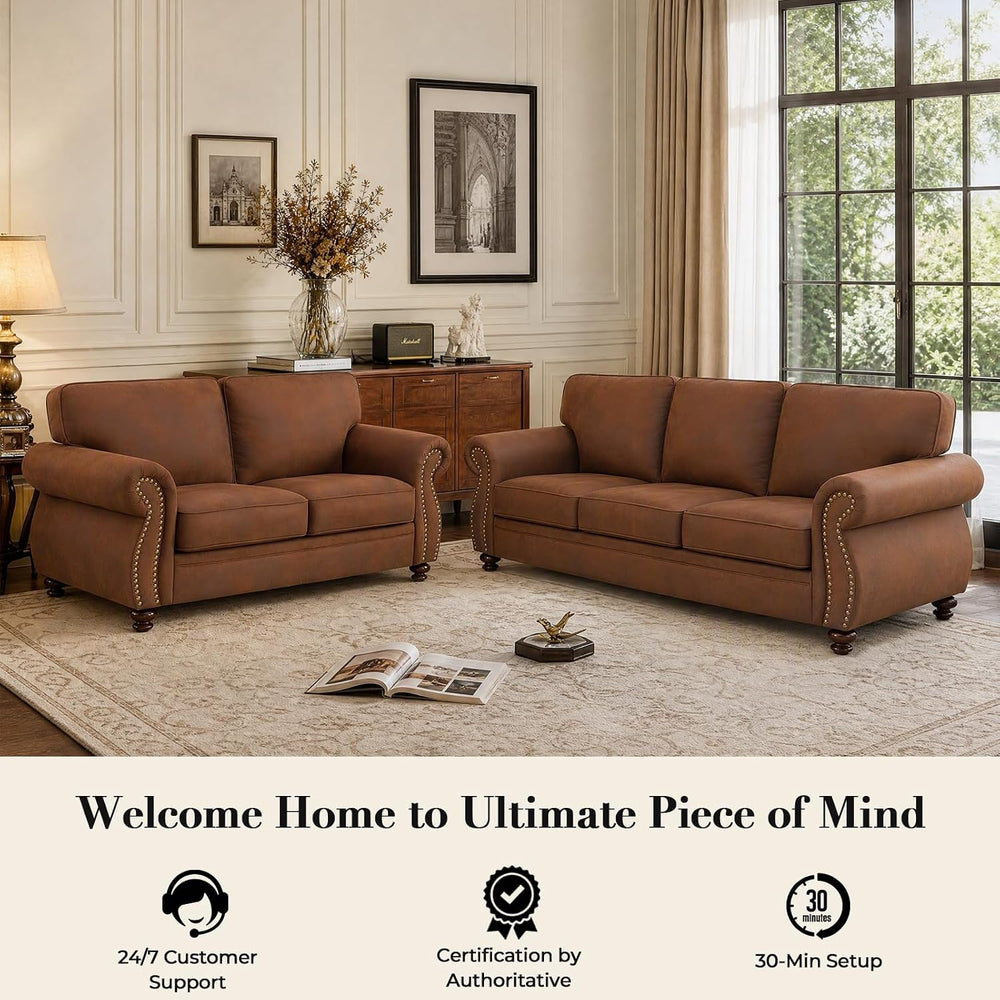 Couchus 3-Piece Sofa Set, 88" 3-Seater, 77" Loveseat, 42" Armc...