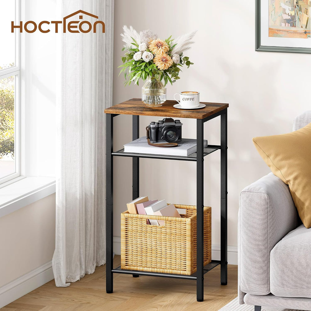 Hoctieon 2-Set 3 Tier End Table, Telephone Table Set of 2, Tall Side Table wi...