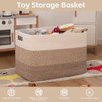 OIAHOMY 118L Extra Large Blanket Basket, Rectangle Woven Cotton Rope Storage Basket,Used for storing Dirty Clothes, Stuffed Animal Toy Storage for Living Room,Kids Room,25" x 17" x 16", Gradient Brown