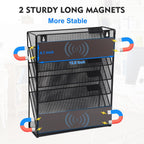 EASEPRES Magnetic File Organizer Mesh 6-Tier, Hanging Wall Mount File Organizer Vertical Holder Rack for Office Home, Black