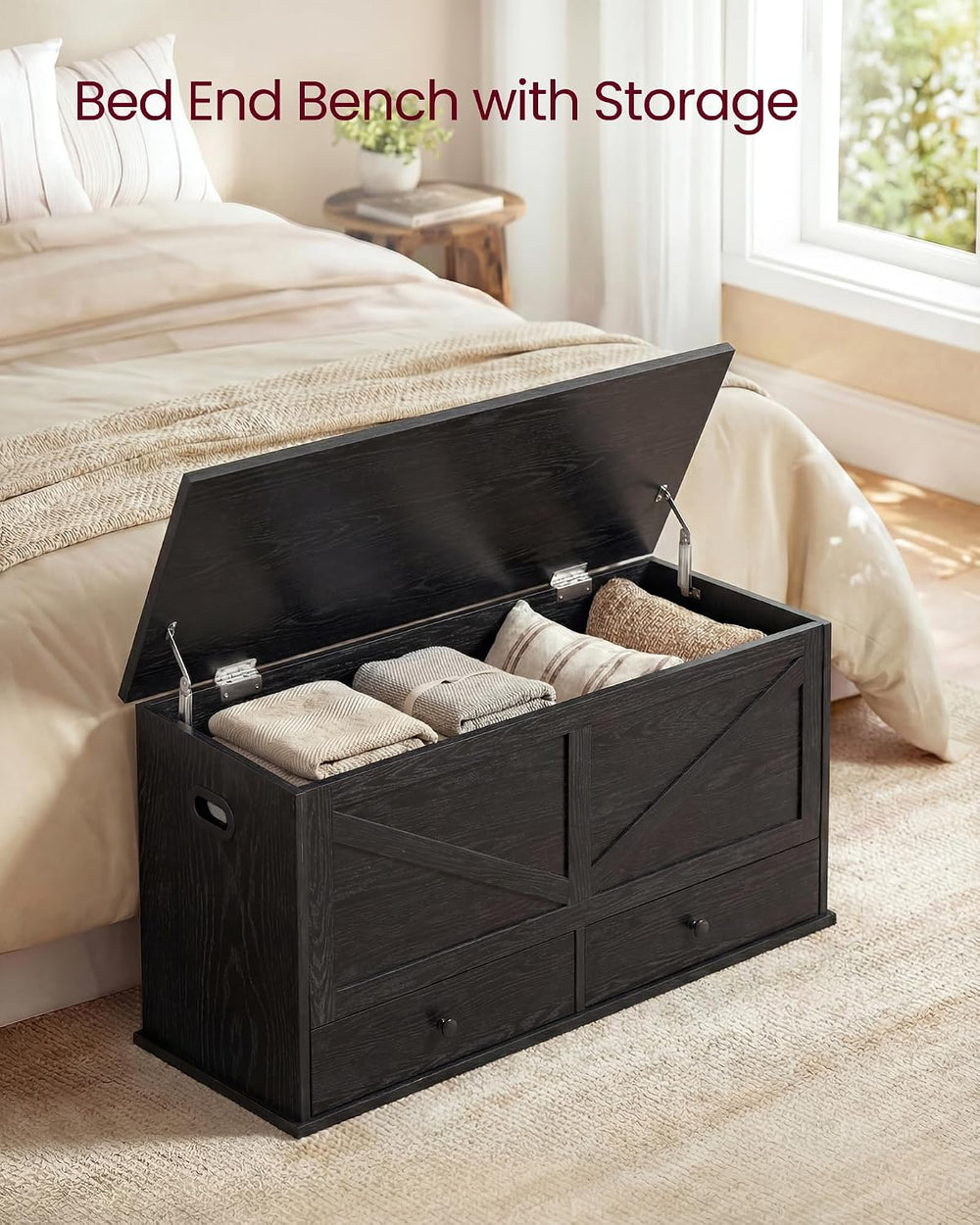 VASAGLE Storage Chest with 2 Fabric Drawers, 15.7 x 39.4 x 19.9 Inches | Stor...