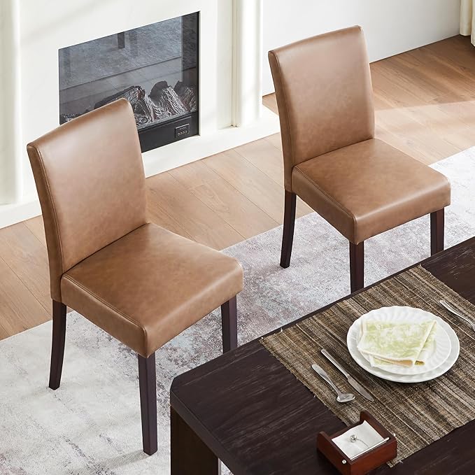 Watson & Whitely Upholstered Dining Chairs Set of 4, Faux Leather Armless...