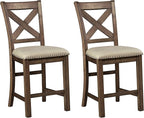 Signature Design by Ashley Moriville Rustic Farmhouse 24.5" Upholstered Barstool, 2 Count, Beige & Brown