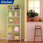 REGILLER 5-Wire Shelving Metal Storage Rack Adjustable Shelves,Standing Storage Shelf Units for Laundry Bathroom Kitchen Pantry Closet(White,11.8" D x 16.6" W x 53.5" H)