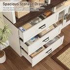 157" W 4-Piece Entertainment Center with Bookshelves for TVs up to 100", Farmhouse Wall Unit TV Stand with Doors & Drawer, Media Console Table for Living Room, Bedroom, White