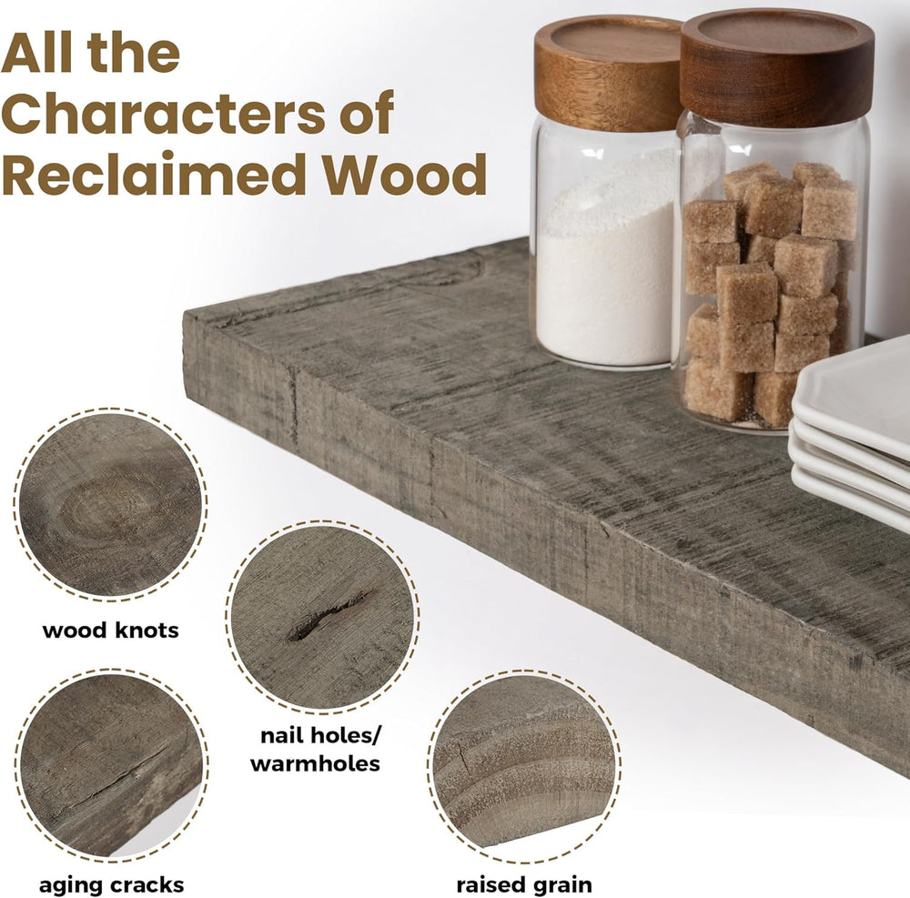 FLYJOE Floating Shelves | 8" Deep Rustic Reclaimed Barnwood Wall Hanging...