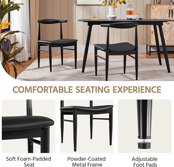 Yaheetech Dining Chairs Set of 2 Mid Century Modern Leather Dining Room Chair...
