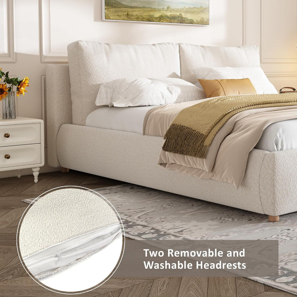 Christopher Knight Home Hazel Queen Size Bed Frame, Upholstered Platform Bed,...