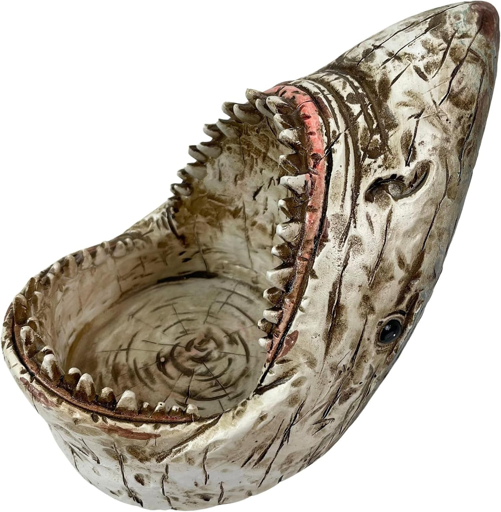 Things2Die4 Distressed Wood Finish Resin Shark Wine Bottle Holder – 7 Inches ...