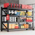 MIIIKO 75" W Storage Shelves,8000LBS Metal Garage Storage Shelving,Heavy Duty Adjustable Unit Storage Shelves for Warehouse,Basement,75" W x 24" D x 70" H,Black