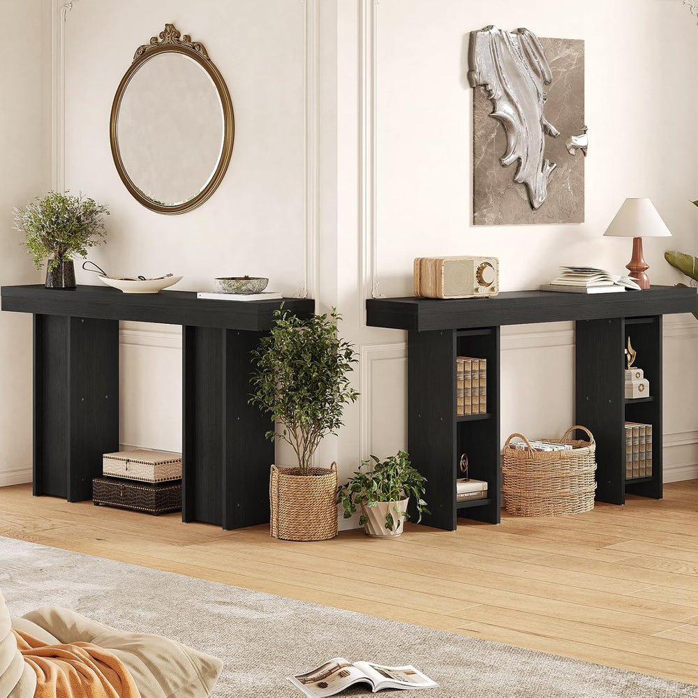 Modern Entryway Table, 55'' Wood Console Table with Storage Couch Tab...
