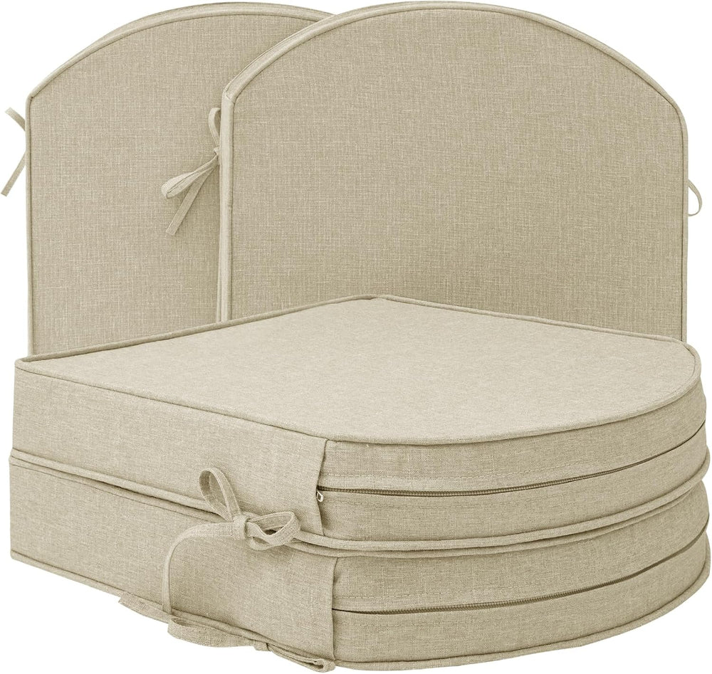Outdoor Chair Cushions, D Shaped, Set of 4, 18.5 x 16 Inch, Beige