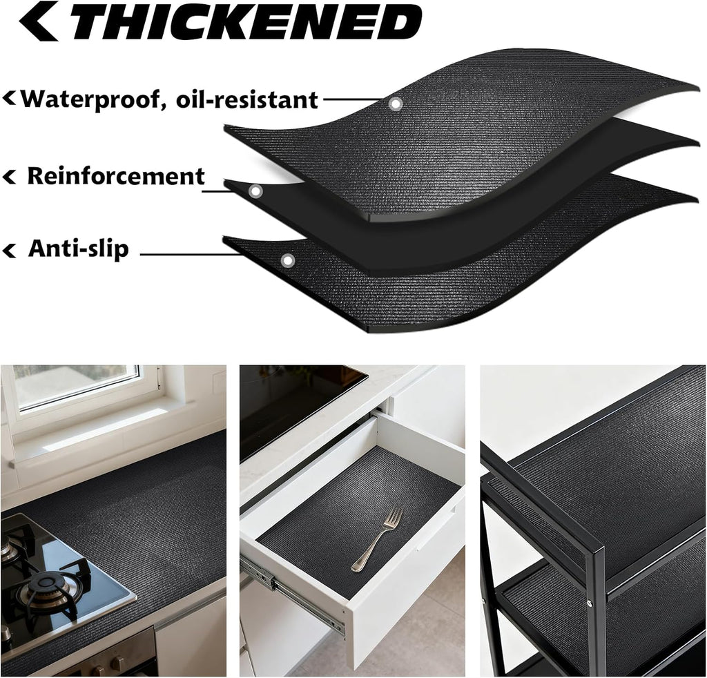 Professional Grade Tool Box Liner, Tool Box Drawer Liner 16 Ft X 16" | Black Toolbox Liner,PVC Toolbox Drawer Liners, Shelf Liner Non Slip Mat, Thick Foam Cabinet Liner
