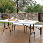 pollilar 6FT Folding Table Plastic 6 Foot Foldable Table HDPE Portable Banquet Surface Fold-in-Half Desk Utility for Working Meeting,Parties, Picnic, Camping, Weddings, Catering, Garden Dining-White