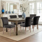 CHUN YI Dining Chairs Set of 4, Faux Leather Upholstered Dining Room Chairs with Nailhead Trim and Wood Legs, Mid Century Modern Parsons Side Chairs for Kitchen, Grey