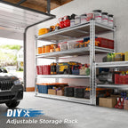 REIBII Garage Shelving, 4 Tier Storage Shelves Load 2000LBS, Adjustable Garage Shelving Heavy Duty, Metal Shelves Unit for Basement, Warehouse, 48" W x 60" H x 18" D, Galvanized