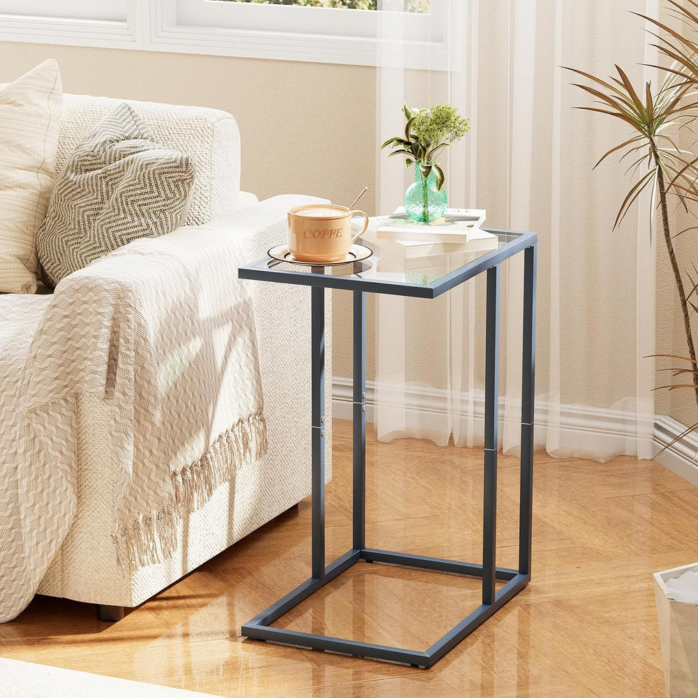 Easy Paws C Table End Table Set of 2, Glass Couch Side Table, Tempered Glass ...