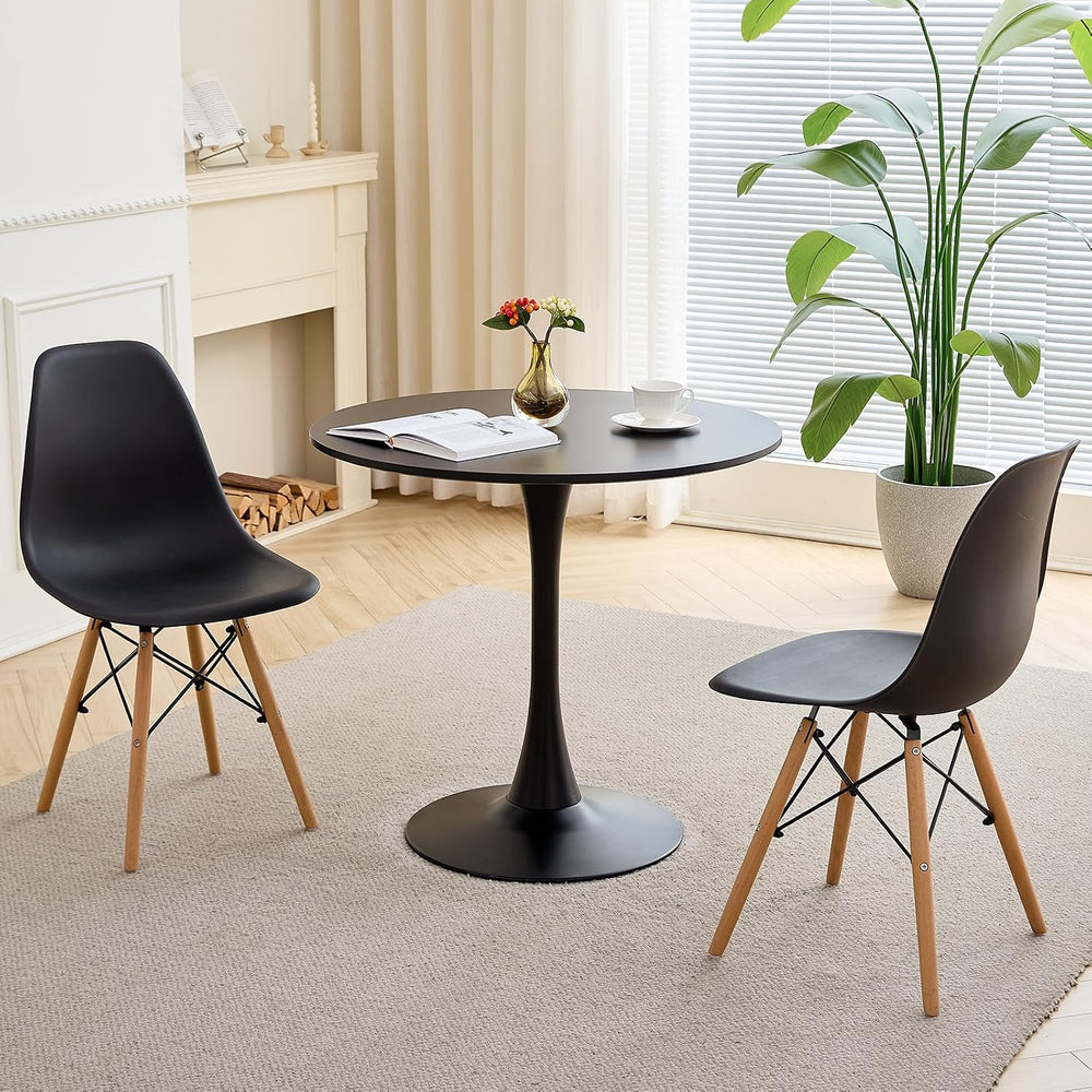 23.6" Small Round Dining Table for 2 4, [Sturdy Metal Tulip Base] Black ...