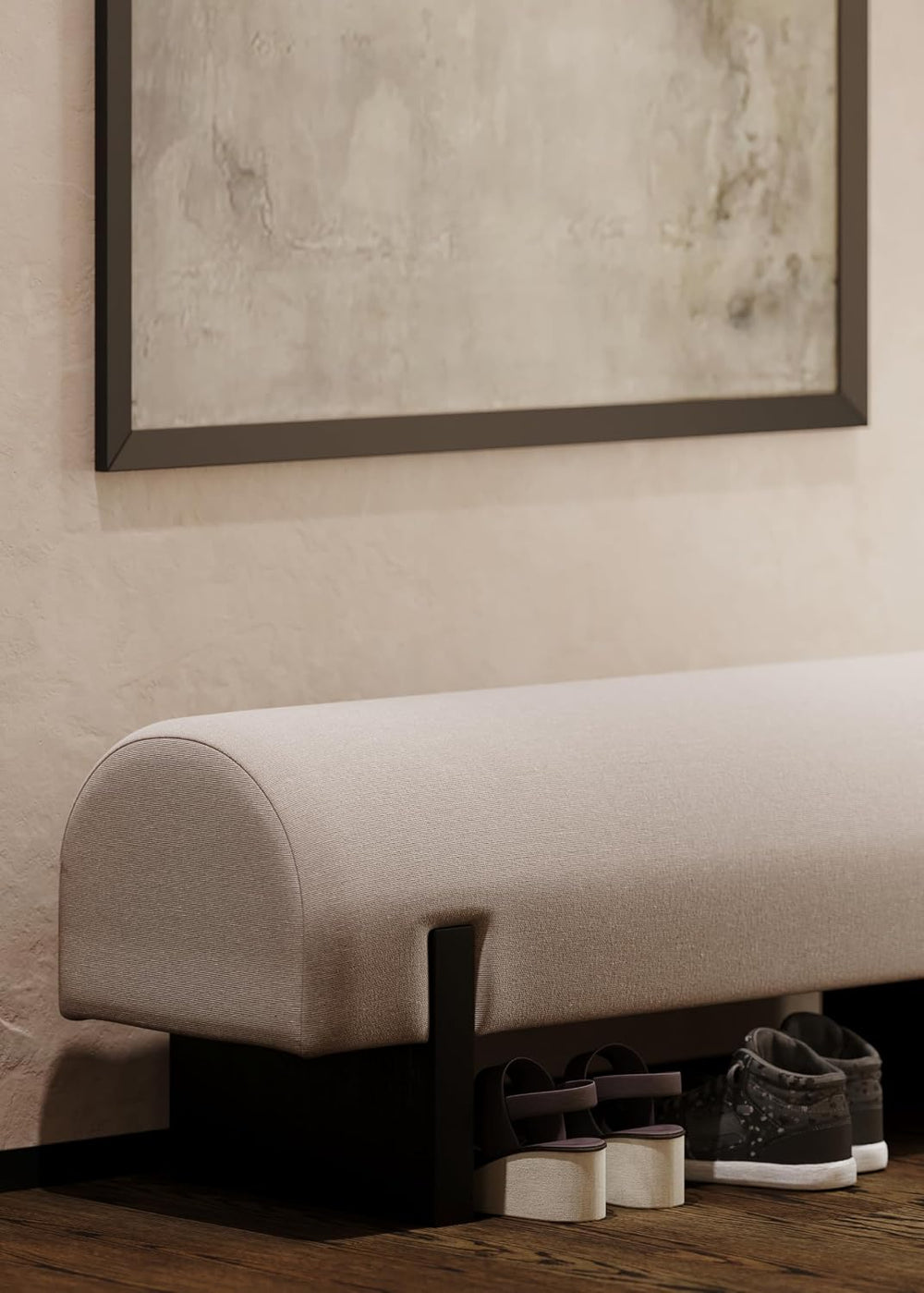 Maven Lane Juno Modern Wooden Upholstered Bench, Padded Seat for Kitchin Dini...