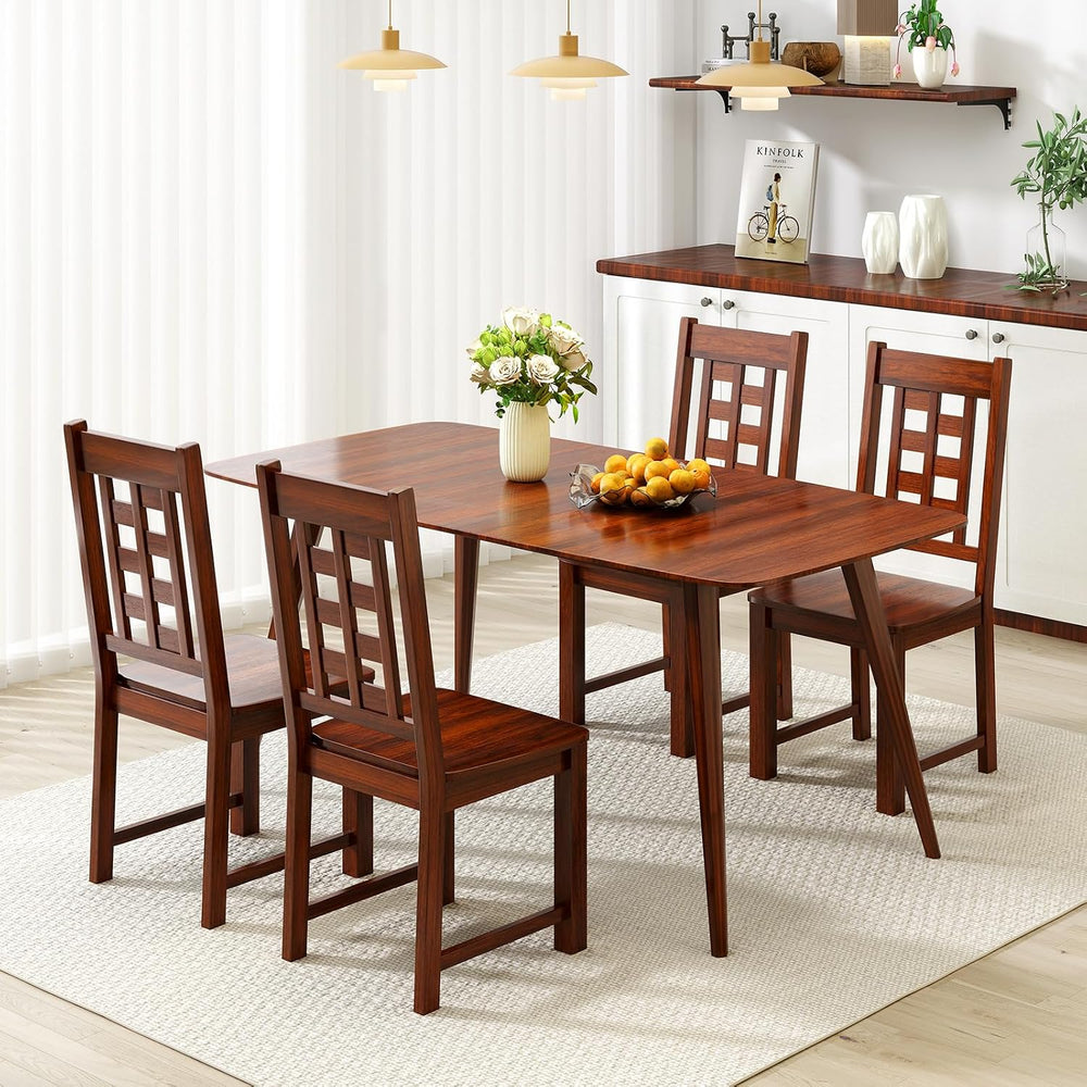 GIANTEX Wooden Dining Chairs Set of 2, Kitchen Chair w/Solid Rubber Wood Fram...