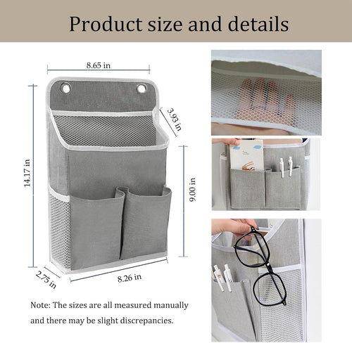 2-Pack Hanging Storage Organizer, Over The Door Hanging Bags/Wall Baskets Storage with Pockets for Home, RV, Office and More (2, Grey)
