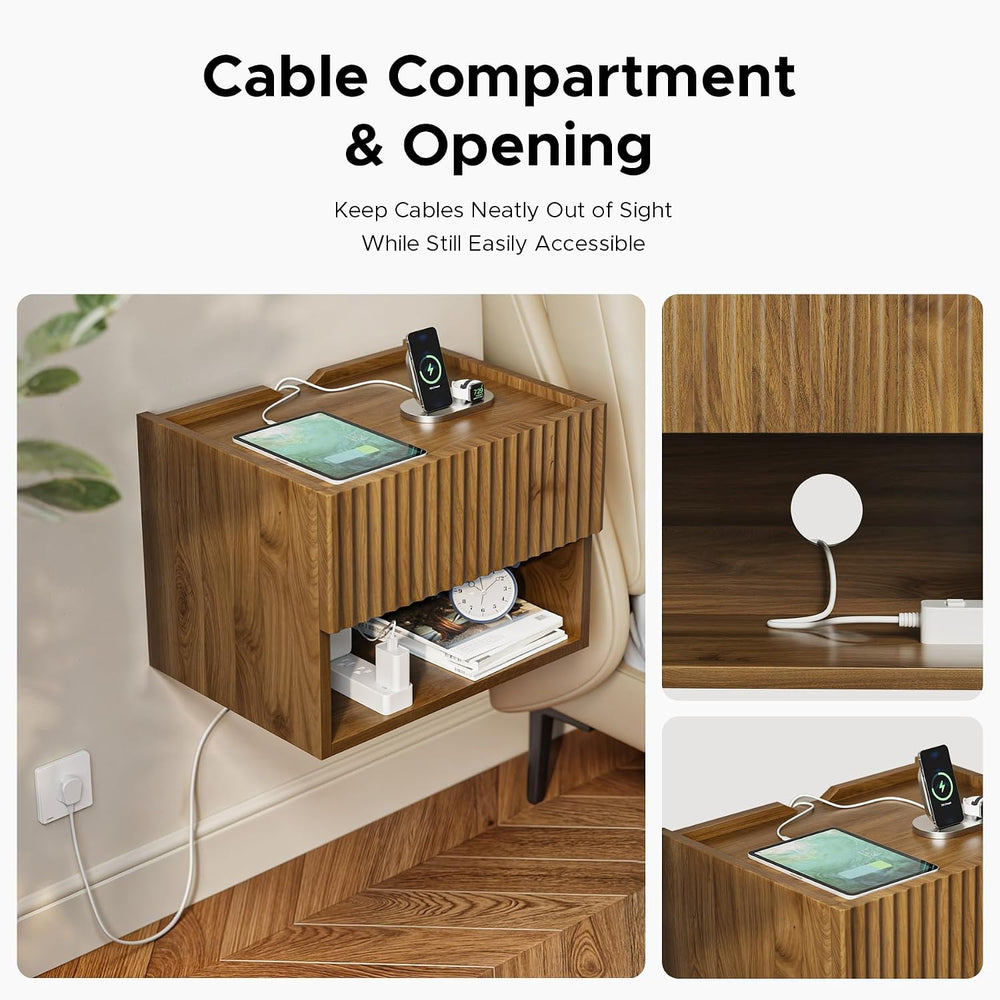 Floating Nightstand Bedroom Bedside Table - Floating Night Stand Set 2 for Sm...