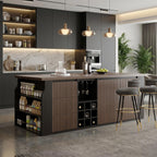 70.8 Inch Modern Multifunctional Kitchen Island Tabletop Home Bar with 3 Drawers, Wine Rack, Glass Cup Holder Adjustable Dividers for Kitchen Dining Room Family Party