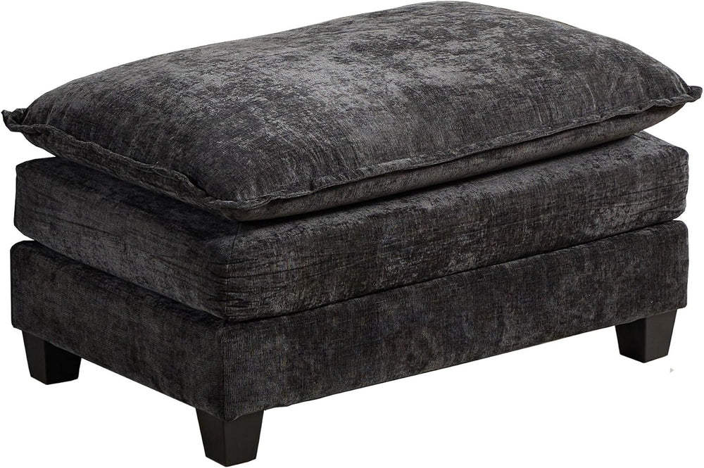 Chenille Upholstered Ottoman Footstool with Cushion for Sectional Sofa Couch ...