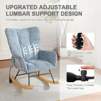 Rocking Chair Nursery, Comfy Modern Nursery Rocking Reading Chair Indoor, Cozy Upholstered Glider Rocker Chairs for Living Room Bedroom Offices, Sillas Mecedoras(Chenille, Blue)