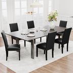LSSBOUGHT Waterproof & Stain-Resistant Dining Chairs Set of 4, Upholstered Faux Leather Kitchen Chairs with Solid Wood Frame, 300LBS Capacity Armless Dining Room Chairs for Small Spaces, Black