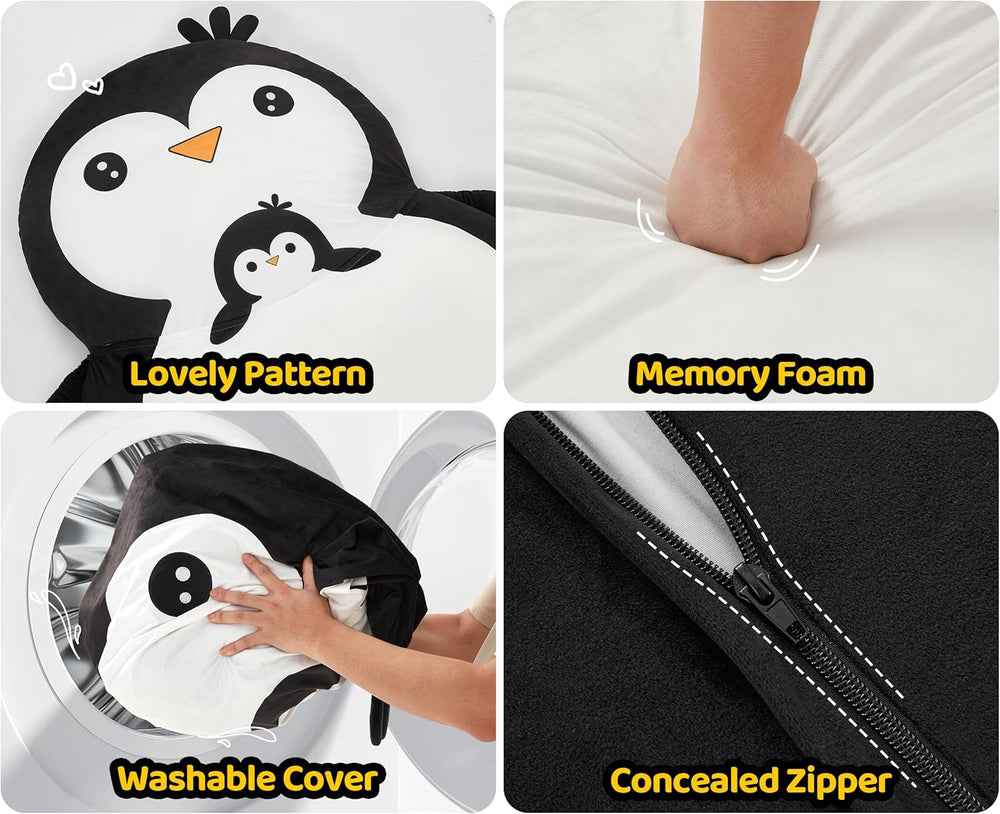 Hobestluk Bean Bag Chairs for Adults Bean Bag Cute Floor Cushions Black | Lar...